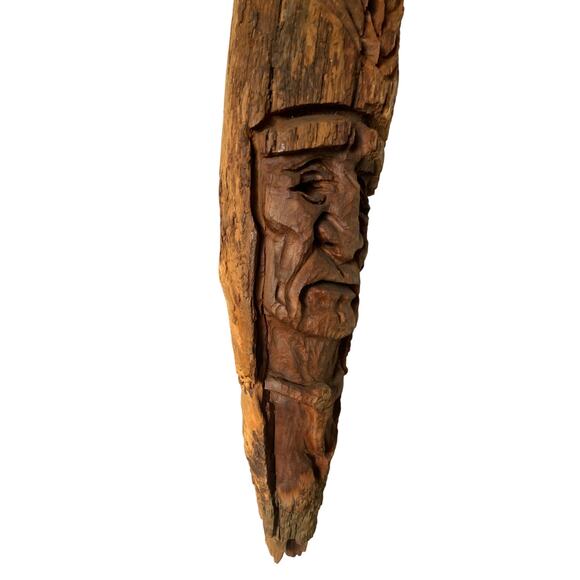 Vintage 92 Folk Art Hand Carved American Big Chief Signed JR Carving - Picture 3 of 6